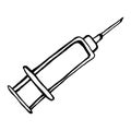 Illustration of doodle syringe. Isolated, vector image on a medical theme